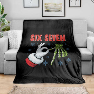 Funny 67 Christmas Throw Blanket Six Seven Meme Santa Skeleton Hands Gesture Gen Alpha TS11 Print Your Wear