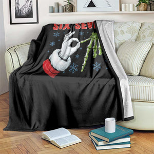 Funny 67 Christmas Throw Blanket Six Seven Meme Santa Skeleton Hands Gesture Gen Alpha TS11 Print Your Wear