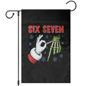 Funny 67 Christmas Garden Flag Six Seven Meme Santa Skeleton Hands Gesture Gen Alpha TS11 Black Print Your Wear