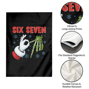 Funny 67 Christmas Garden Flag Six Seven Meme Santa Skeleton Hands Gesture Gen Alpha TS11 Print Your Wear