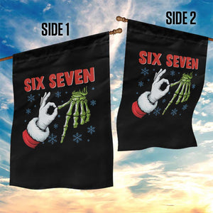 Funny 67 Christmas Garden Flag Six Seven Meme Santa Skeleton Hands Gesture Gen Alpha TS11 Print Your Wear