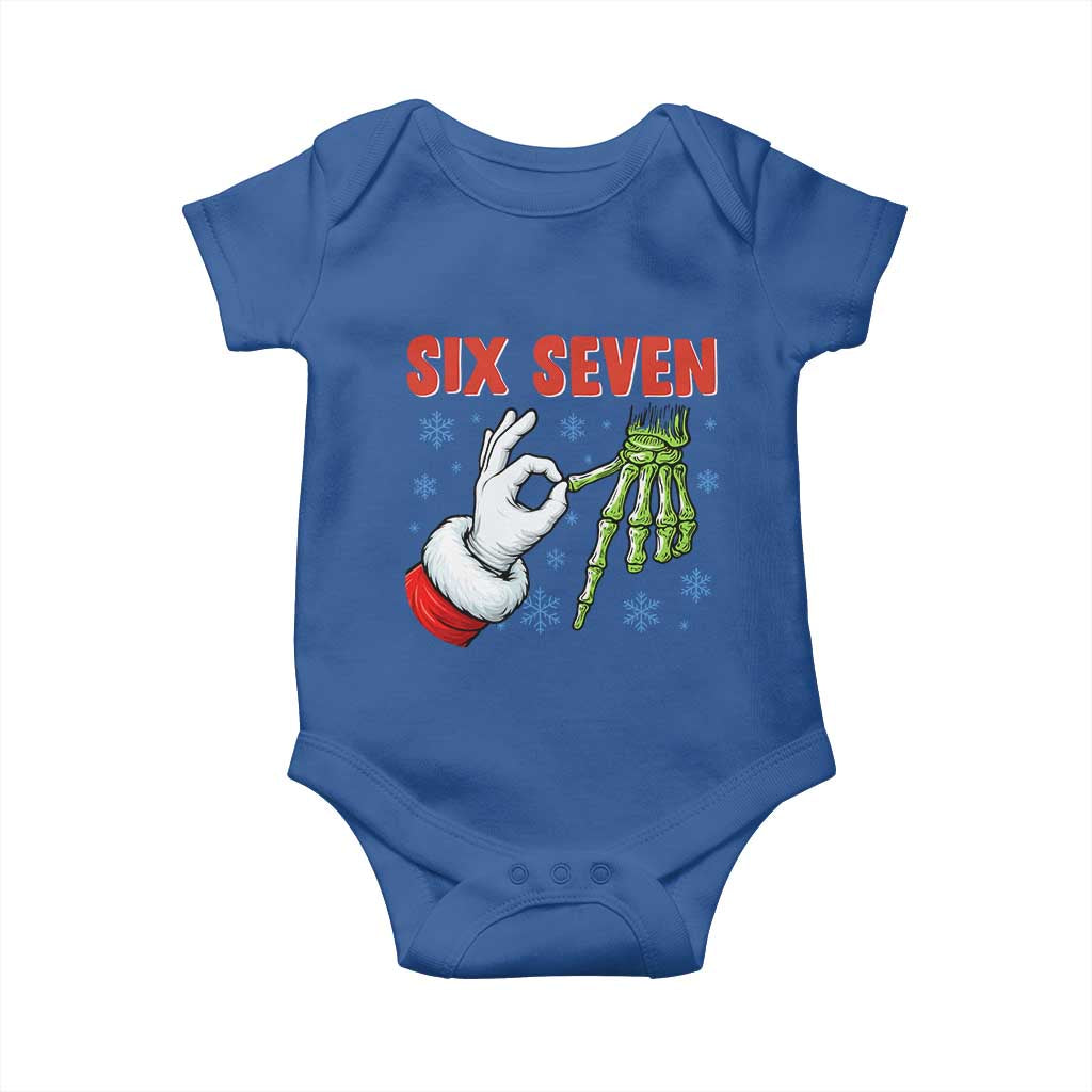 Funny 67 Christmas Baby Onesie Six Seven Meme Santa Skeleton Hands Gesture Gen Alpha TS11 Royal Blue Print Your Wear