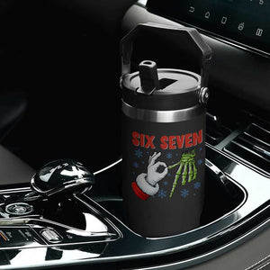 Funny 67 Christmas Flip Straw Tumbler Six Seven Meme Santa Skeleton Hands Gesture Gen Alpha TS11 Print Your Wear
