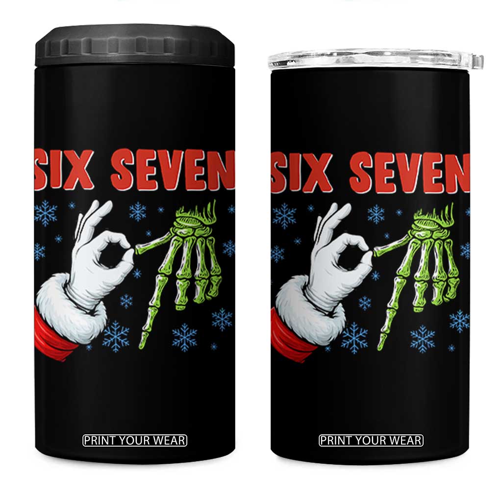 Funny 67 Christmas 4 in 1 Can Cooler Tumbler Six Seven Meme Santa Skeleton Hands Gesture Gen Alpha TS11 One Size: 16 oz Black Print Your Wear