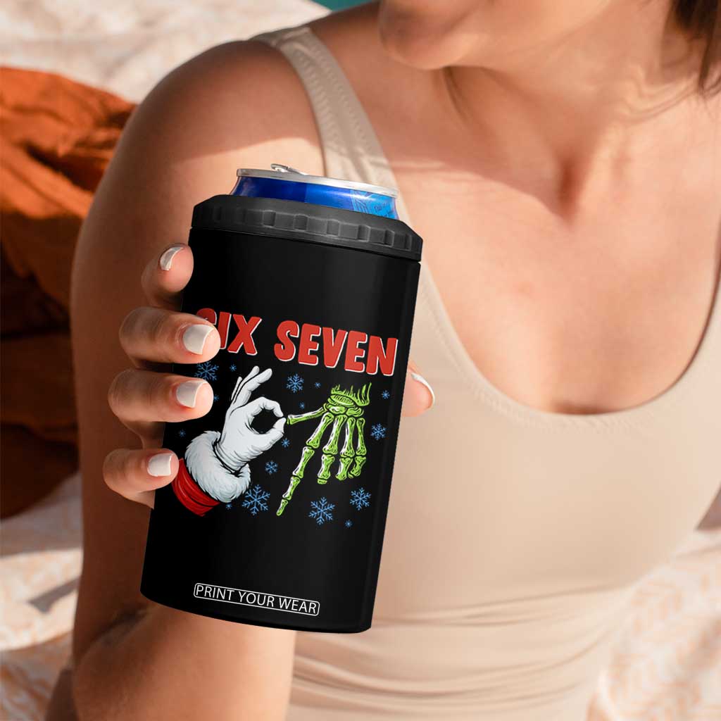 Funny 67 Christmas 4 in 1 Can Cooler Tumbler Six Seven Meme Santa Skeleton Hands Gesture Gen Alpha TS11 Print Your Wear
