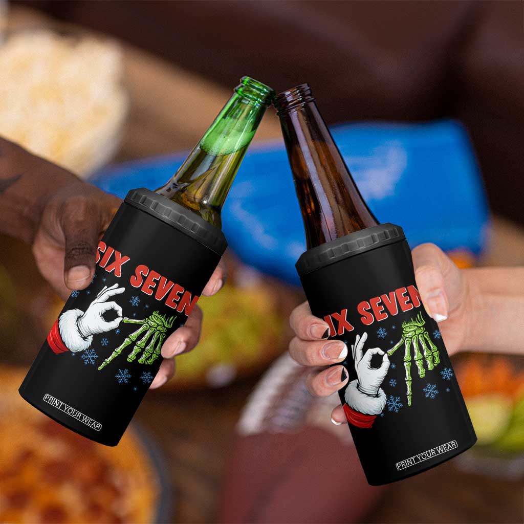 Funny 67 Christmas 4 in 1 Can Cooler Tumbler Six Seven Meme Santa Skeleton Hands Gesture Gen Alpha TS11 Print Your Wear