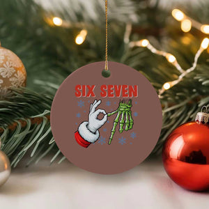 Funny 67 Xmas Ceramic Ornament Six Seven Meme Santa Skeleton Hands Gesture Gen Alpha TS11 1pc Mocha Print Your Wear