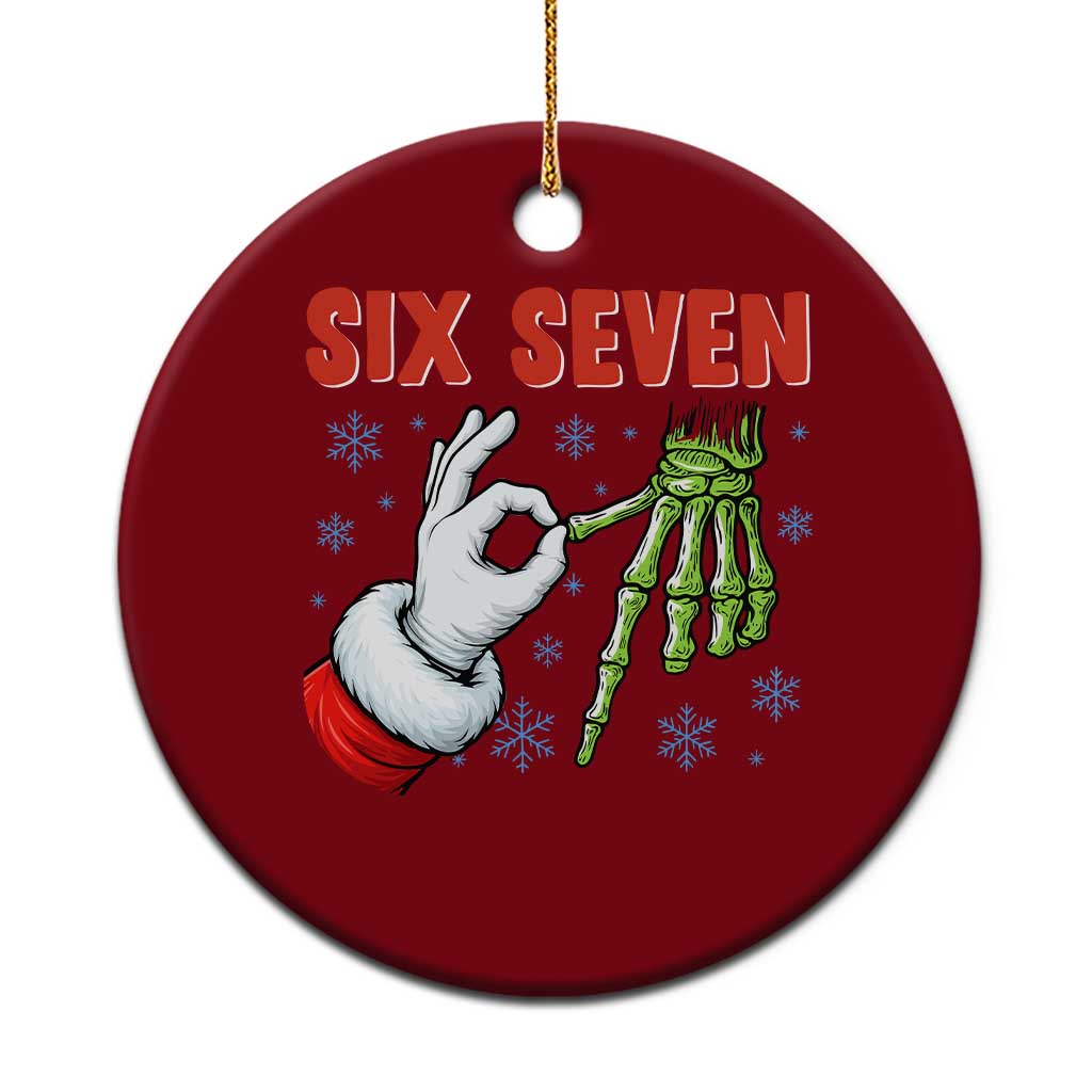 Funny 67 Xmas Ceramic Ornament Six Seven Meme Santa Skeleton Hands Gesture Gen Alpha TS11 1pc Red Print Your Wear