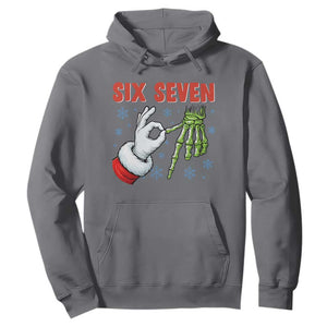 Funny 67 Christmas Hoodie Six Seven Meme Santa Skeleton Hands Gesture Gen Alpha TS11 Charcoal Print Your Wear