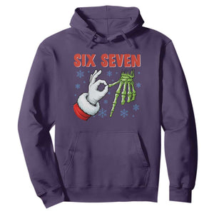 Funny 67 Christmas Hoodie Six Seven Meme Santa Skeleton Hands Gesture Gen Alpha TS11 Purple Print Your Wear