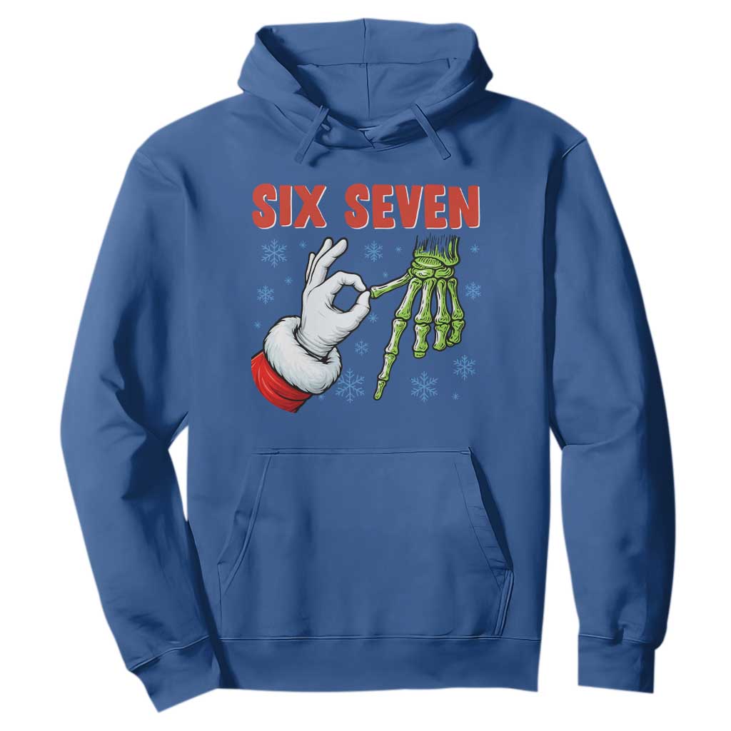 Funny 67 Christmas Hoodie Six Seven Meme Santa Skeleton Hands Gesture Gen Alpha TS11 Royal Blue Print Your Wear