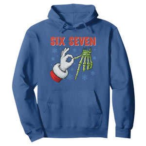 Funny 67 Christmas Hoodie Six Seven Meme Santa Skeleton Hands Gesture Gen Alpha TS11 Royal Blue Print Your Wear
