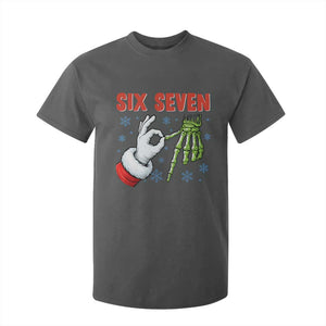 Funny 67 Christmas T Shirt For Kid Six Seven Meme Santa Skeleton Hands Gesture Gen Alpha TS11 Dark Heather Print Your Wear