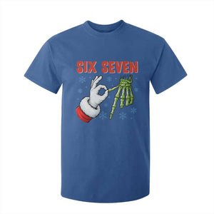 Funny 67 Christmas T Shirt For Kid Six Seven Meme Santa Skeleton Hands Gesture Gen Alpha TS11 Royal Blue Print Your Wear