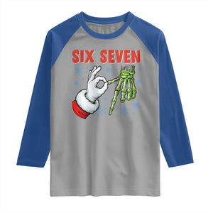 Funny 67 Christmas Raglan Shirt Six Seven Meme Santa Skeleton Hands Gesture Gen Alpha TS11 Sport Gray Royal Print Your Wear