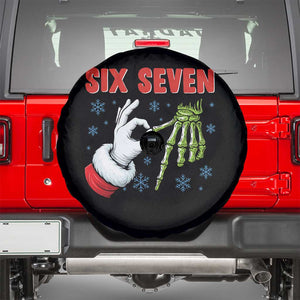 Funny 67 Christmas Spare Tire Cover Six Seven Meme Santa Skeleton Hands Gesture Gen Alpha TS11 Black Print Your Wear