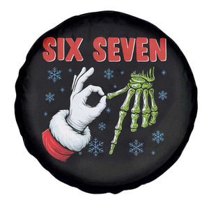 Funny 67 Christmas Spare Tire Cover Six Seven Meme Santa Skeleton Hands Gesture Gen Alpha TS11 Print Your Wear