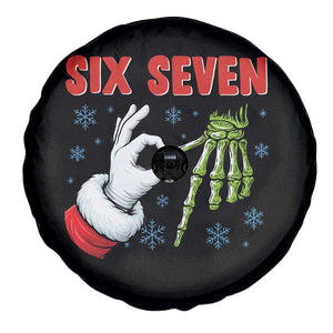 Funny 67 Christmas Spare Tire Cover Six Seven Meme Santa Skeleton Hands Gesture Gen Alpha TS11 Print Your Wear