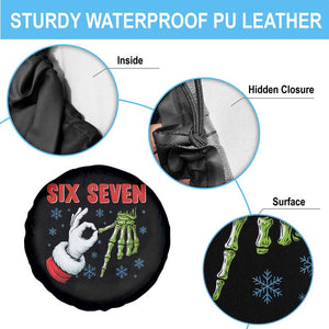 Funny 67 Christmas Spare Tire Cover Six Seven Meme Santa Skeleton Hands Gesture Gen Alpha TS11 Print Your Wear