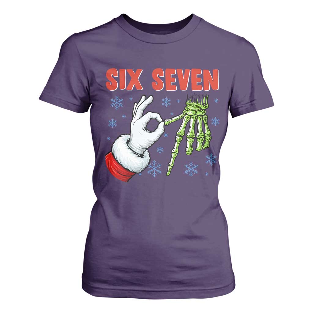 Funny 67 Christmas T Shirt For Women Six Seven Meme Santa Skeleton Hands Gesture Gen Alpha TS11 Purple Print Your Wear