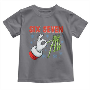 Funny 67 Christmas Toddler T Shirt Six Seven Meme Santa Skeleton Hands Gesture Gen Alpha TS11 Charcoal Print Your Wear