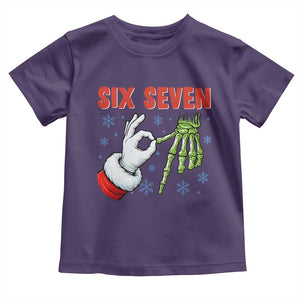 Funny 67 Christmas Toddler T Shirt Six Seven Meme Santa Skeleton Hands Gesture Gen Alpha TS11 Purple Print Your Wear