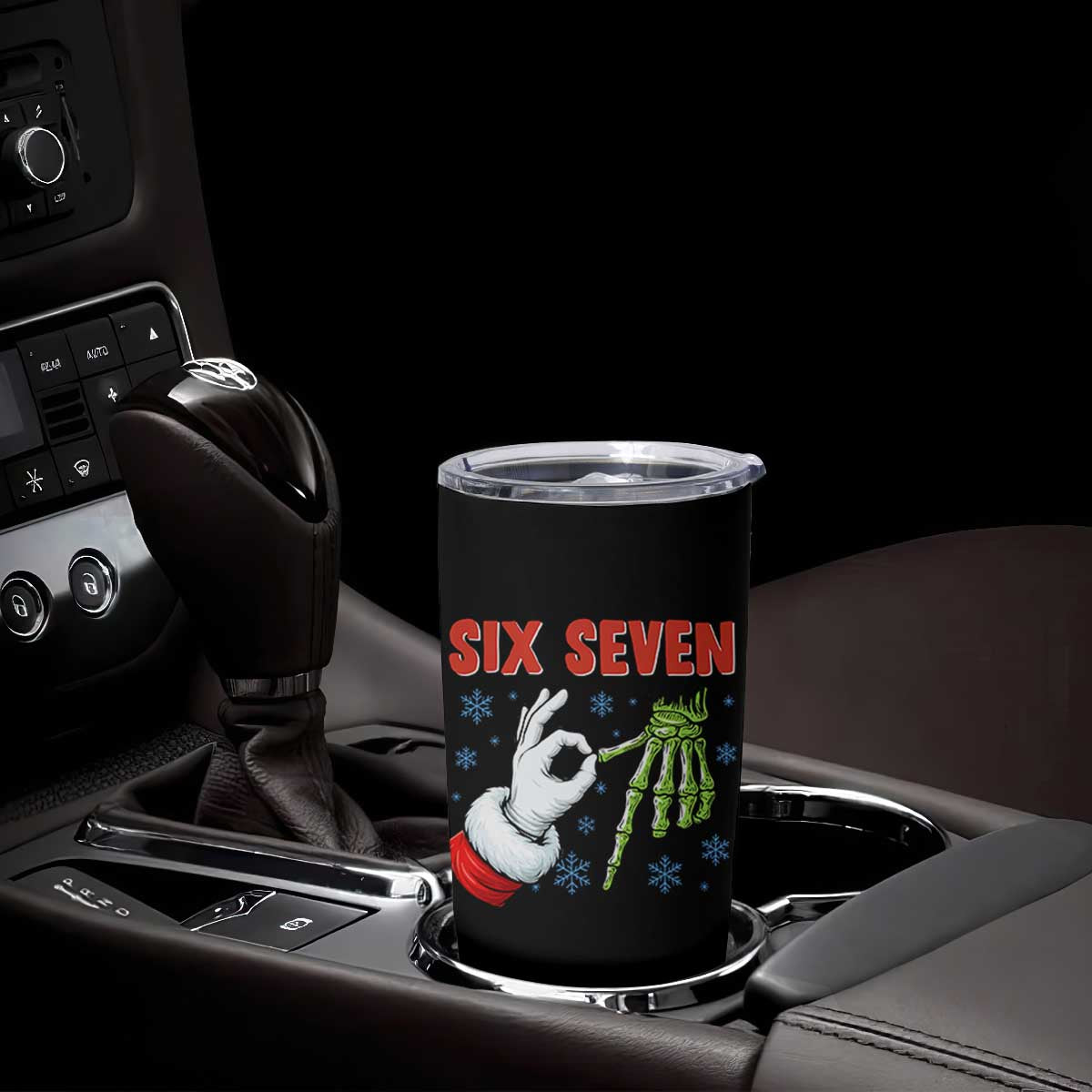 Funny 67 Christmas Tumbler Cup Six Seven Meme Santa Skeleton Hands Gesture Gen Alpha TS11 Print Your Wear