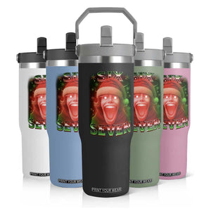 67 Six Seven Christmas Meme Flip Straw Tumbler The Mason 67 Kid Gen Alpha Slang TS11 Print Your Wear