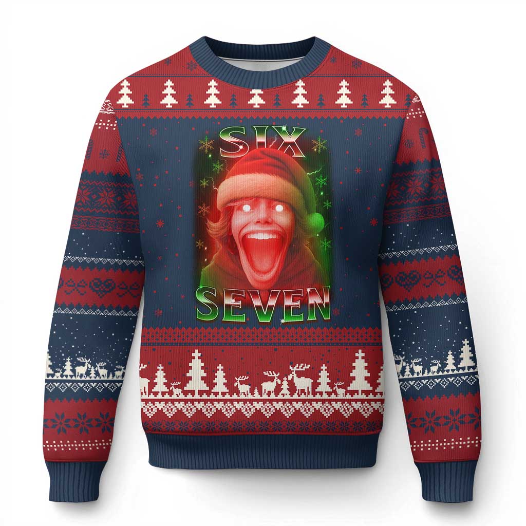 67 Six Seven Xmas Meme Ugly Christmas Sweater The Mason 67 Kid Gen Alpha Slang TS11 Navy Red Print Your Wear