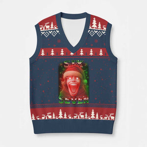 67 Six Seven Xmas Meme V-Neck Knit Sweater Vest The Mason 67 Kid Gen Alpha Slang - Print Your Wear