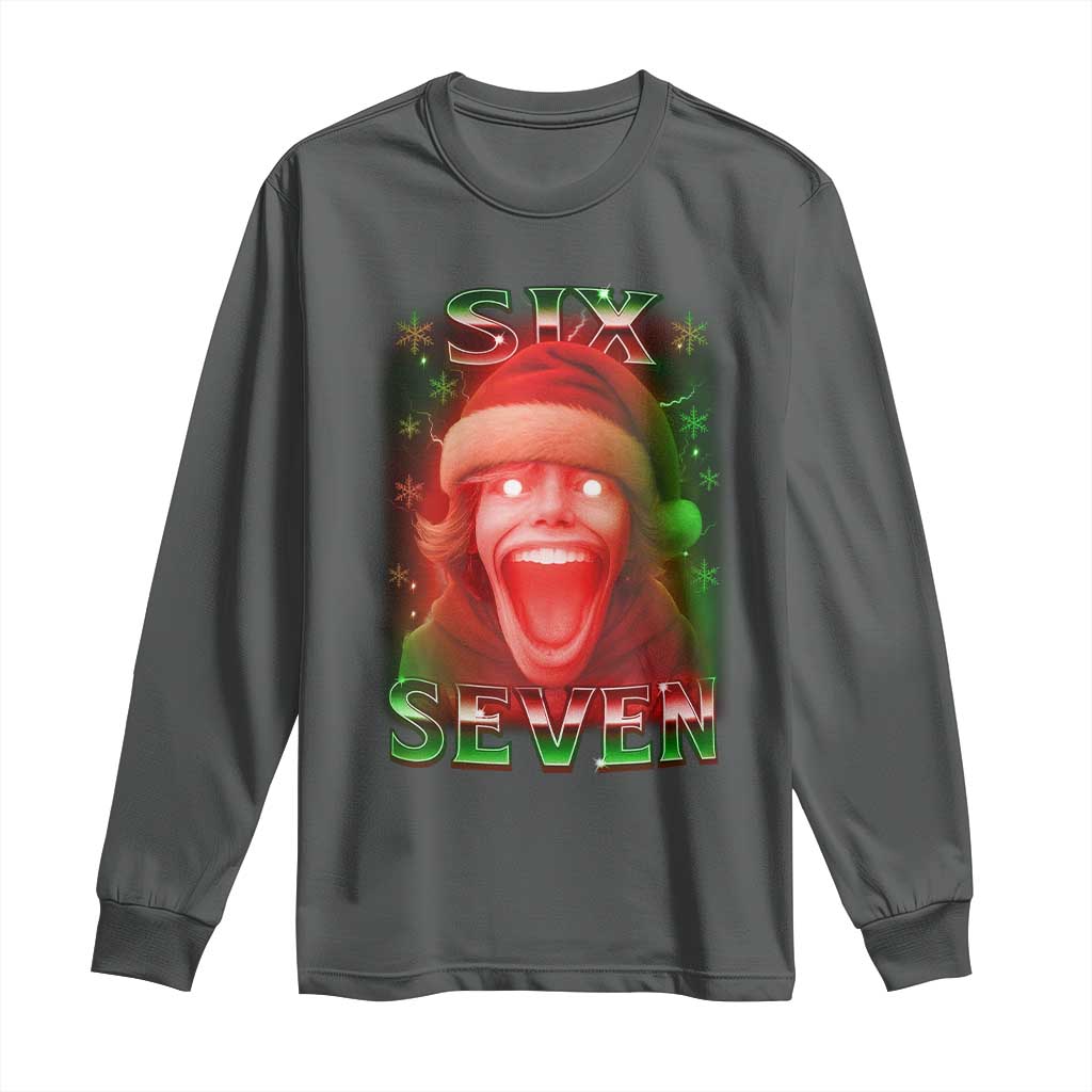 67 Six Seven Christmas Meme Long Sleeve Shirt The Mason 67 Kid Gen Alpha Slang TS11 Dark Heather Print Your Wear