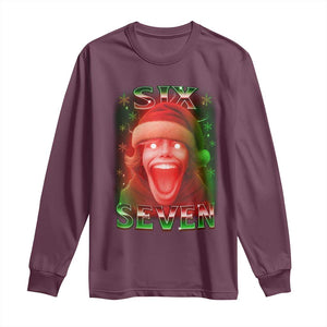 67 Six Seven Christmas Meme Long Sleeve Shirt The Mason 67 Kid Gen Alpha Slang TS11 Maroon Print Your Wear