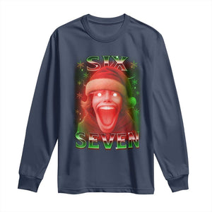 67 Six Seven Christmas Meme Long Sleeve Shirt The Mason 67 Kid Gen Alpha Slang TS11 Navy Print Your Wear