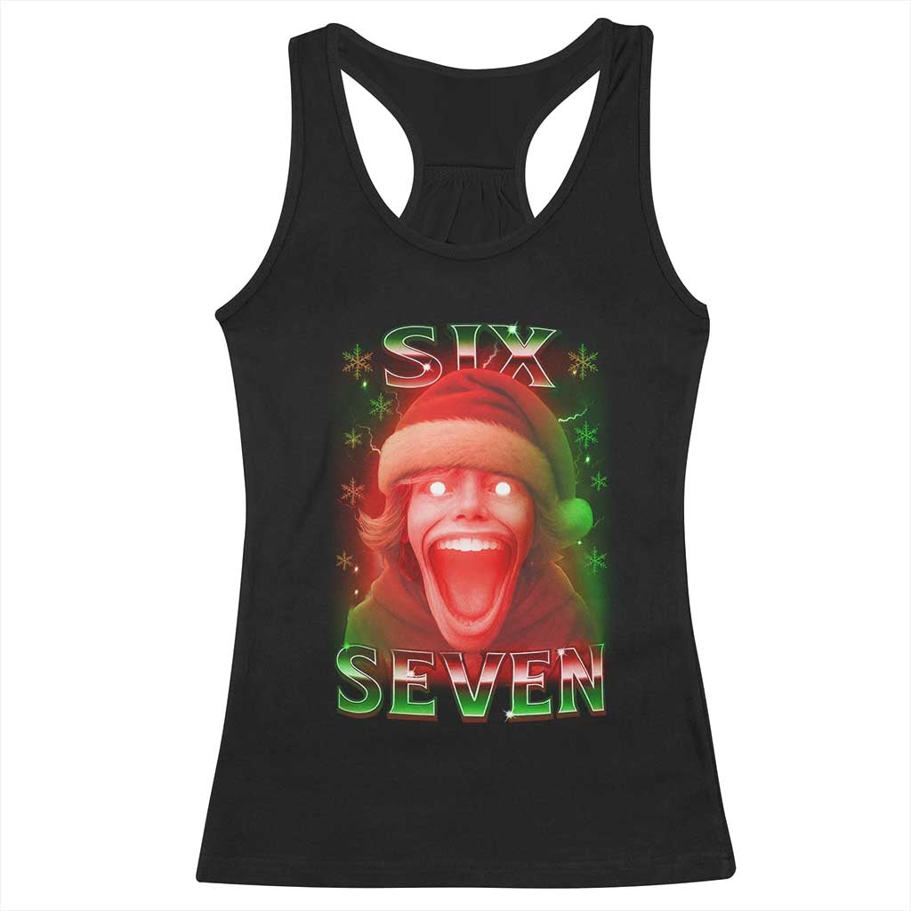 67 Six Seven Christmas Meme Racerback Tank Top The Mason 67 Kid Gen Alpha Slang TS11 Black Print Your Wear