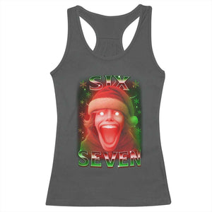 67 Six Seven Christmas Meme Racerback Tank Top The Mason 67 Kid Gen Alpha Slang TS11 Dark Heather Print Your Wear