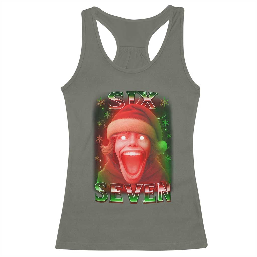 67 Six Seven Christmas Meme Racerback Tank Top The Mason 67 Kid Gen Alpha Slang TS11 Military Green Print Your Wear