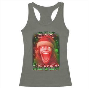 67 Six Seven Christmas Meme Racerback Tank Top The Mason 67 Kid Gen Alpha Slang TS11 Military Green Print Your Wear