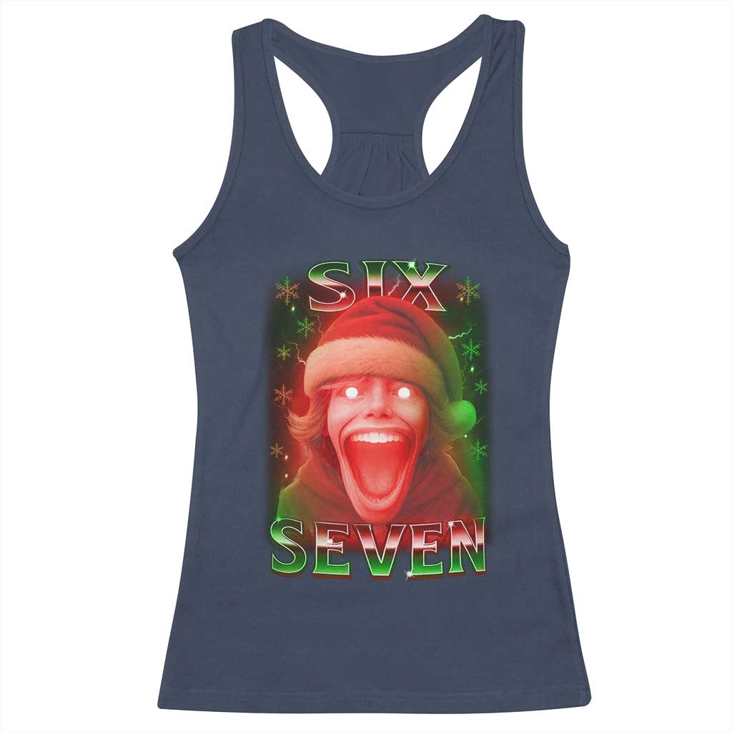 67 Six Seven Christmas Meme Racerback Tank Top The Mason 67 Kid Gen Alpha Slang TS11 Navy Print Your Wear