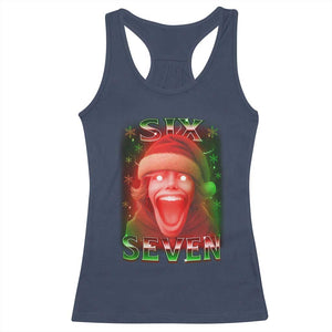67 Six Seven Christmas Meme Racerback Tank Top The Mason 67 Kid Gen Alpha Slang TS11 Navy Print Your Wear