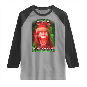 67 Six Seven Christmas Meme Raglan Shirt The Mason 67 Kid Gen Alpha Slang TS11 Sport Gray Black Print Your Wear