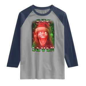 67 Six Seven Christmas Meme Raglan Shirt The Mason 67 Kid Gen Alpha Slang TS11 Sport Gray Navy Print Your Wear