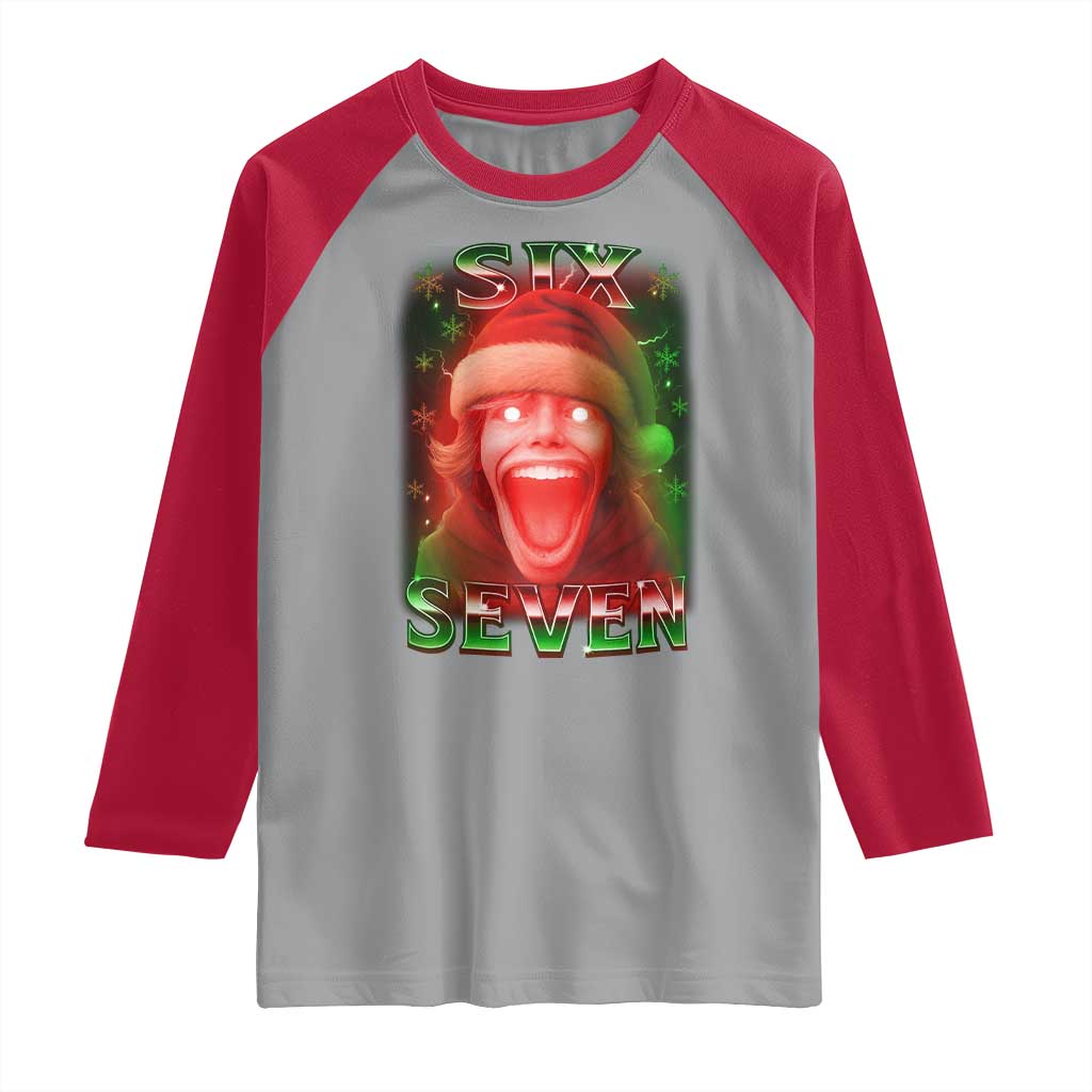 67 Six Seven Christmas Meme Raglan Shirt The Mason 67 Kid Gen Alpha Slang TS11 Sport Gray Red Print Your Wear