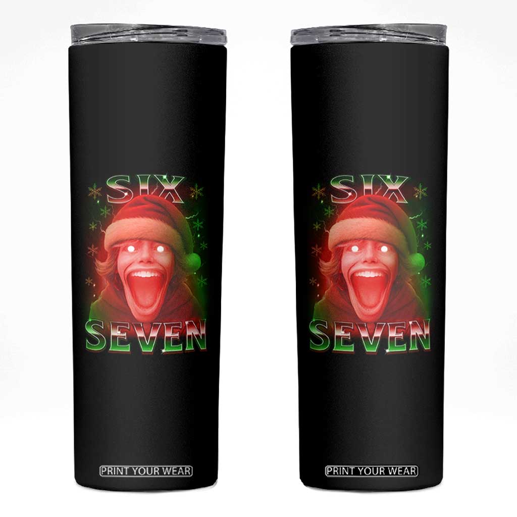 67 Six Seven Christmas Meme Skinny Tumbler The Mason 67 Kid Gen Alpha Slang TS11 Black Print Your Wear