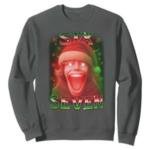 67 Six Seven Christmas Meme Sweatshirt The Mason 67 Kid Gen Alpha Slang TS11 Dark Heather Print Your Wear
