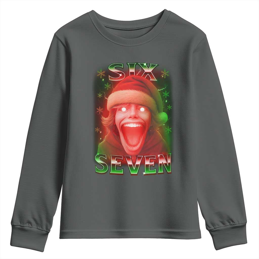 67 Six Seven Christmas Meme Youth Sweatshirt The Mason 67 Kid Gen Alpha Slang TS11 Dark Heather Print Your Wear