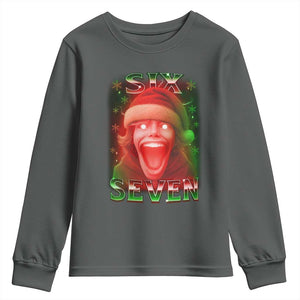 67 Six Seven Christmas Meme Youth Sweatshirt The Mason 67 Kid Gen Alpha Slang TS11 Dark Heather Print Your Wear