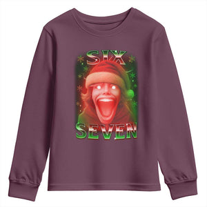 67 Six Seven Christmas Meme Youth Sweatshirt The Mason 67 Kid Gen Alpha Slang TS11 Maroon Print Your Wear