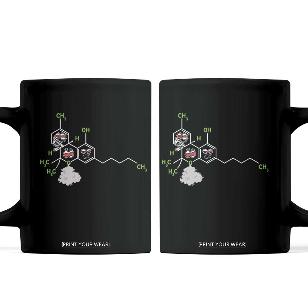 Cannabis Weed Coffee Mug Molecule THC Marijuana Stoner TS11 Black Print Your Wear