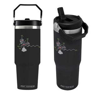 Cannabis Weed Flip Straw Tumbler Molecule THC Marijuana Stoner TS11 One Size: 30 oz Black Print Your Wear