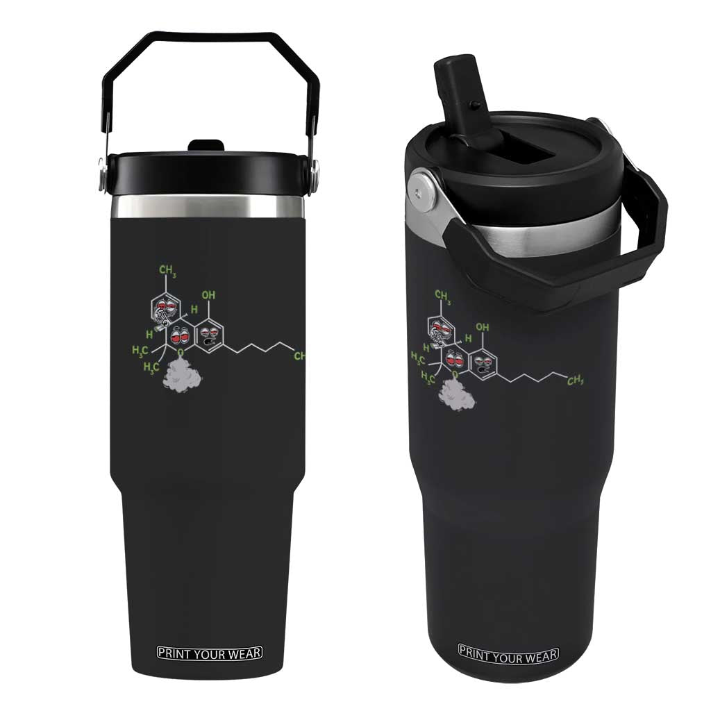 Cannabis Weed Flip Straw Tumbler Molecule THC Marijuana Stoner TS11 One Size: 30 oz Black Print Your Wear